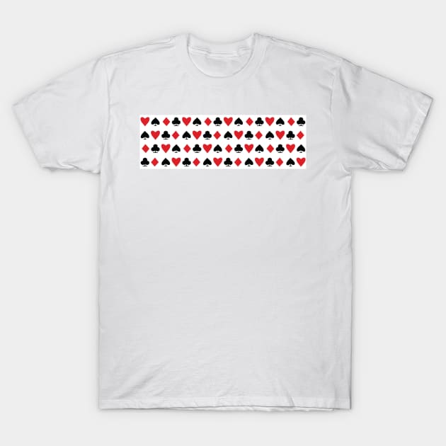 Playing Card Suits Striped All Over Poker Pattern T-Shirt by gloobella